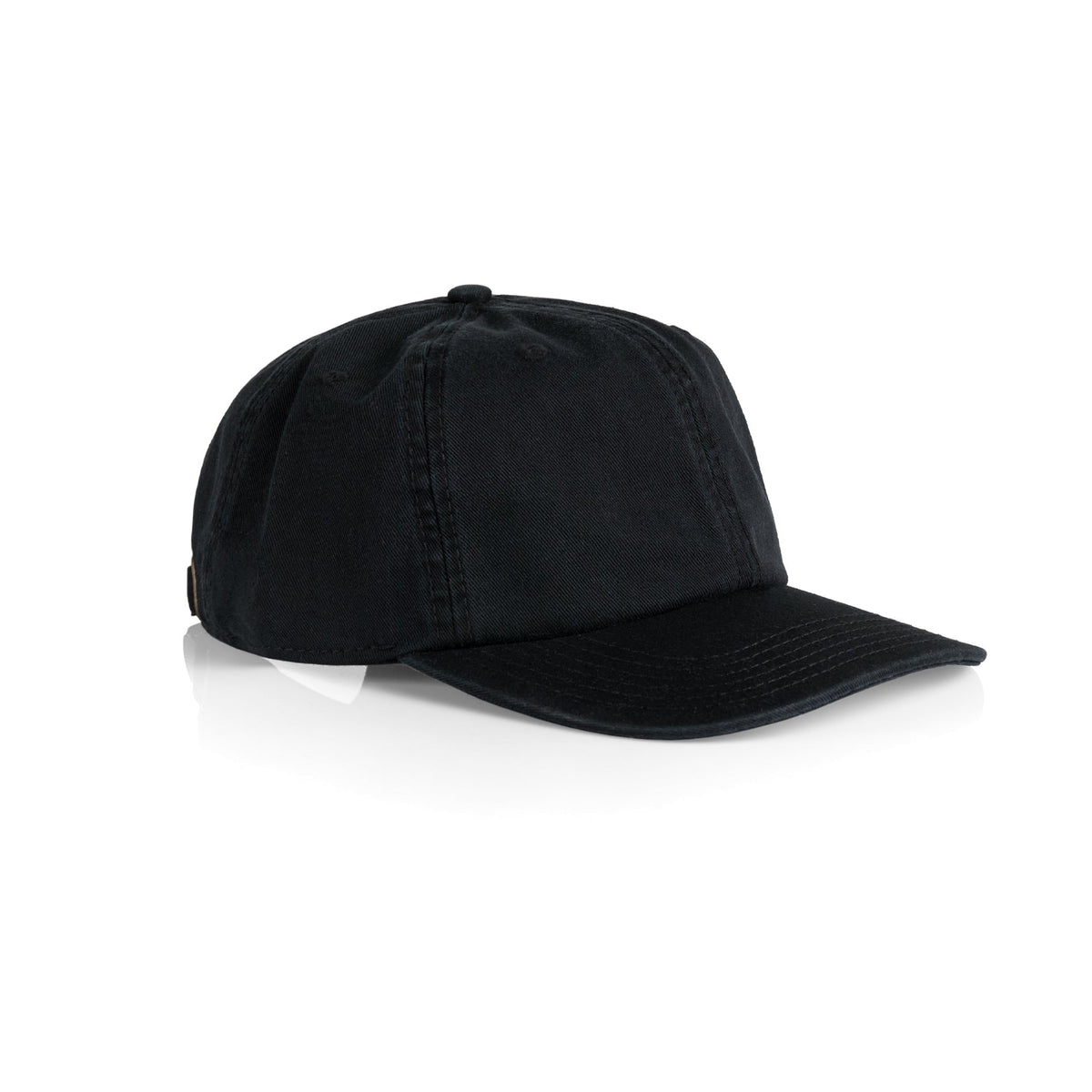 Mid Profile Unstructured 6-Panel Cotton Baseball Cap in Black