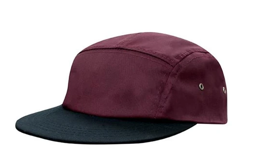 5 Panel Square Front Flat Peak Cotton Cap in MA/BL 3899