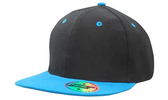 American Twill Flat Peak Snapback Cap with Two-Tone Design 4136BL/CY