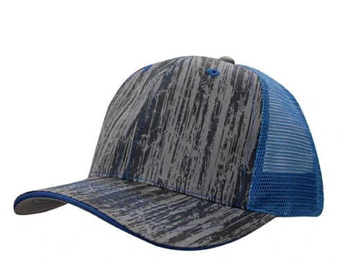 6-Panel Woodprint Poly Twill Mesh Cap 4144