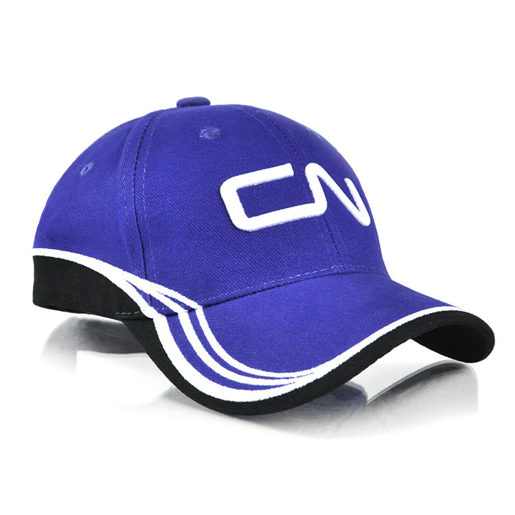 Structured Blue 6-Panel Cap with Barb Wire Embroidery