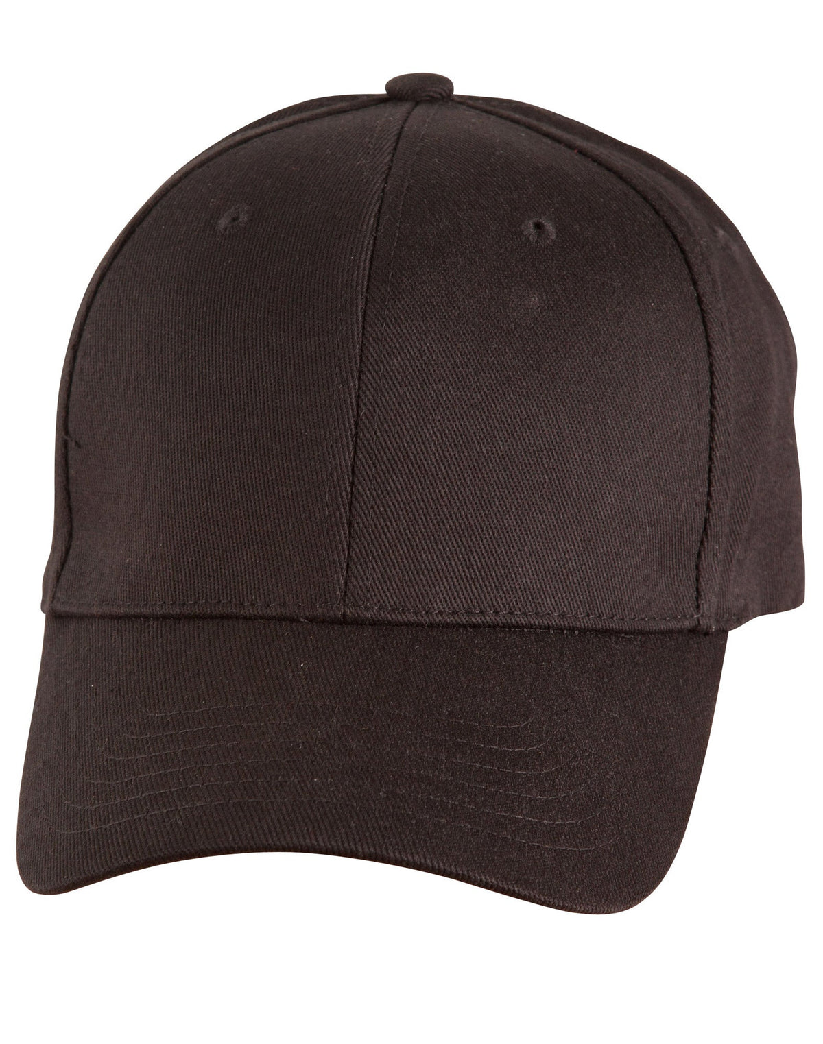 Cotton Fitted Cap with Pre-Curved Peak in Black, Navy, Royal