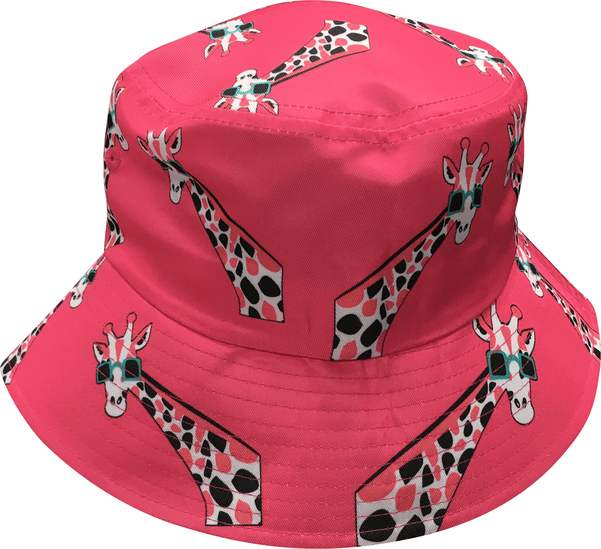 Gigi Giraffe Pink Twill Fabric Bucket Hat with Wide Brim