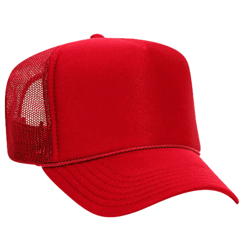Otto Cap 5 Panel High Crown Mesh Back Trucker Hat Polyester Foam Front