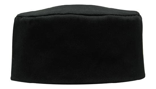 Poly Cotton Chefs Hat with Elastic Backing in Black & White