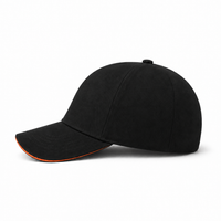 A Frame Sandwich Flex Cap with Premium Cotton and Adjustable Snapback thumbnail 32 black orange left