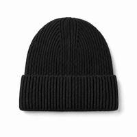 Premium Merino Wool Beanie with Cuff – Soft & Warm Knit Hat thumbnail 54 black back