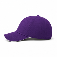 A Frame Sandwich Flex Cap with Premium Cotton and Adjustable Snapback thumbnail 8 purple white left