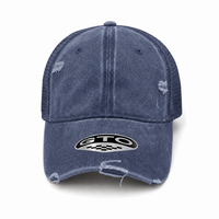 GTO Enzyme Washed Destroyed Trucker Cap with Mesh Back thumbnail 59 navy front