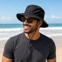 Surf Hat with Break-Away Strap in Wide Brim Design thumbnail 8 black moodboard