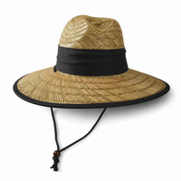 Natural Wide Brim Straw Hats with Adjustable Fit thumbnail 14 black angle