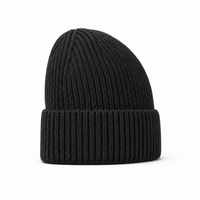 Premium Merino Wool Beanie with Cuff – Soft & Warm Knit Hat thumbnail 53 black right