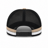 High Crown Snapback Cap with Twin Side Stripes and Mesh Panels thumbnail 5 black stone  white back