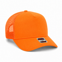 Ottocap 32285 A-Frame 5-Panel Mesh Back Trucker Hat thumbnail 86 neon orange angle