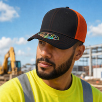GTO 112 Trucker Hat with Ventilated Comfort and Adjustable Fit thumbnail 96 black orange moodboard