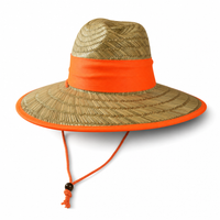 Natural Wide Brim Straw Hats with Adjustable Fit thumbnail 6 orange angle