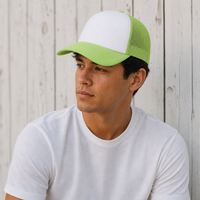 Rapper Flex High Crown Trucker Cap with Mesh Panels thumbnail 8 lime green hat white front moodboard