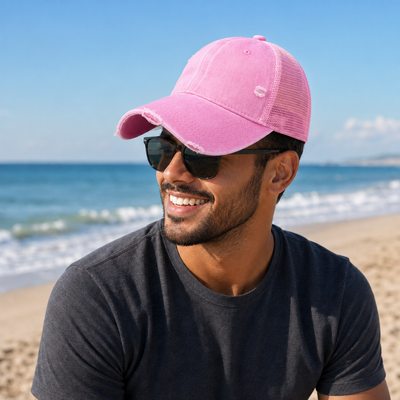 GTO Enzyme Washed Destroyed Trucker Cap with Mesh Back