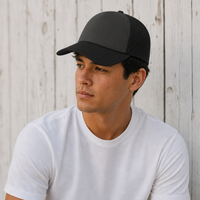 Rapper Flex High Crown Trucker Cap with Mesh Panels thumbnail 200 black hat charcoal front moodboard
