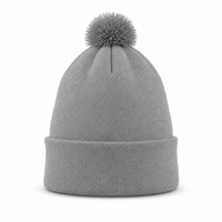 FLEX Acrylic POM POM BEANIE thumbnail 76 grey marle back