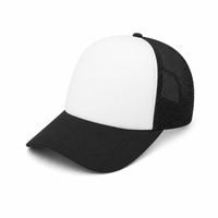 Rapper Flex High Crown Trucker Cap with Mesh Panels thumbnail 21 black hat white front angle