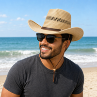 Classic Cowboy Straw Hat with Wide Brim - S/M & M/L Sizes thumbnail 7