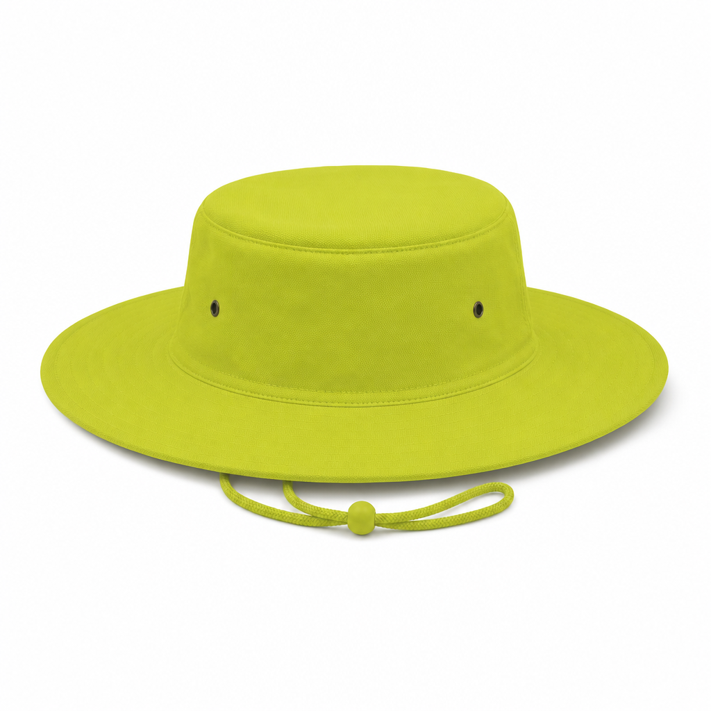 Luminescent Wide Brim Safety Hat with Adjustable Chin Strap