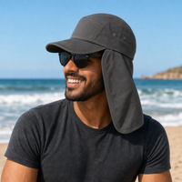7504 Flex Cotton Legionnaire Caps with Adjustable Velcro Strap thumbnail 55 charcoal moodboard