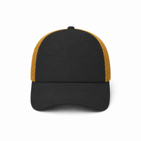 Rapper Flex High Crown Trucker Cap with Mesh Panels thumbnail 215 black hat gold front front