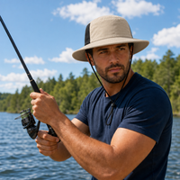 Microfibre Wide Brim Surf Hat with Mesh Ventilation thumbnail 31 khakhi black moodboard