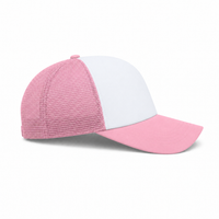 Rapper Flex High Crown Trucker Cap with Mesh Panels thumbnail 83 pink hat white front right