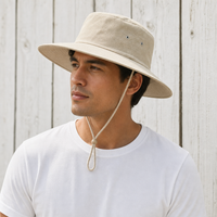 Premium Canvas Wide Brim Hat with Adjustable Chin Strap thumbnail 15 natural moodboard