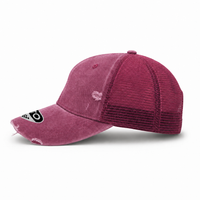 GTO Enzyme Washed Destroyed Trucker Cap with Mesh Back thumbnail 28 wine left