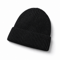 Premium Merino Wool Beanie with Cuff – Soft & Warm Knit Hat thumbnail 55 black angle