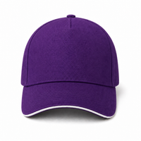 A Frame Sandwich Flex Cap with Premium Cotton and Adjustable Snapback thumbnail 7 purple white front