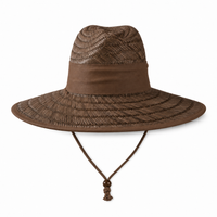 Natural Wide Brim Straw Hats with Adjustable Fit thumbnail 52 brown front