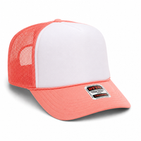 Ottocap 39165 High Crown Foam trucker with rope thumbnail 121 coral white coral angle