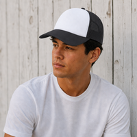 Rapper Flex High Crown Trucker Cap with Mesh Panels thumbnail 54 charcoal hat white front moodboard