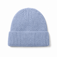 Premium Merino Wool Beanie with Cuff – Soft & Warm Knit Hat thumbnail 43 sky front