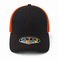 GTO 112 Trucker Hat with Ventilated Comfort and Adjustable Fit thumbnail 91 black orange front