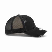 GTO Enzyme Washed Destroyed Trucker Cap with Mesh Back thumbnail 5 black right
