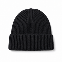 Premium Merino Wool Beanie with Cuff – Soft & Warm Knit Hat thumbnail 51 black front