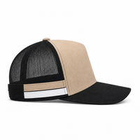 High Crown Snapback Cap with Twin Side Stripes and Mesh Panels thumbnail 4 black stone  white right