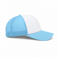 Rapper Flex High Crown Trucker Cap with Mesh Panels thumbnail 58 sky blue hat white front right