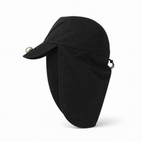 Flex 4057 Water Resistant Legionnaire Caps with Adjustable Strap thumbnail 13 black left