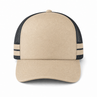 Flex Stripe A Frame High Profile Trucker Cap thumbnail 2 khakhi black front