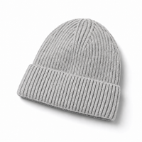 Premium Merino Wool Beanie with Cuff – Soft & Warm Knit Hat thumbnail 79 grey marle angle