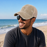 GTO Enzyme Washed Destroyed Trucker Cap with Mesh Back thumbnail 17 khakhi moodboard