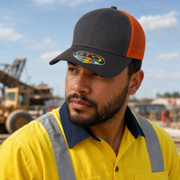 GTO 112 Trucker Hat with Ventilated Comfort and Adjustable Fit thumbnail 97 black orange moodboard