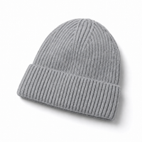 Premium Merino Wool Beanie with Cuff – Soft & Warm Knit Hat thumbnail 154 silver angle